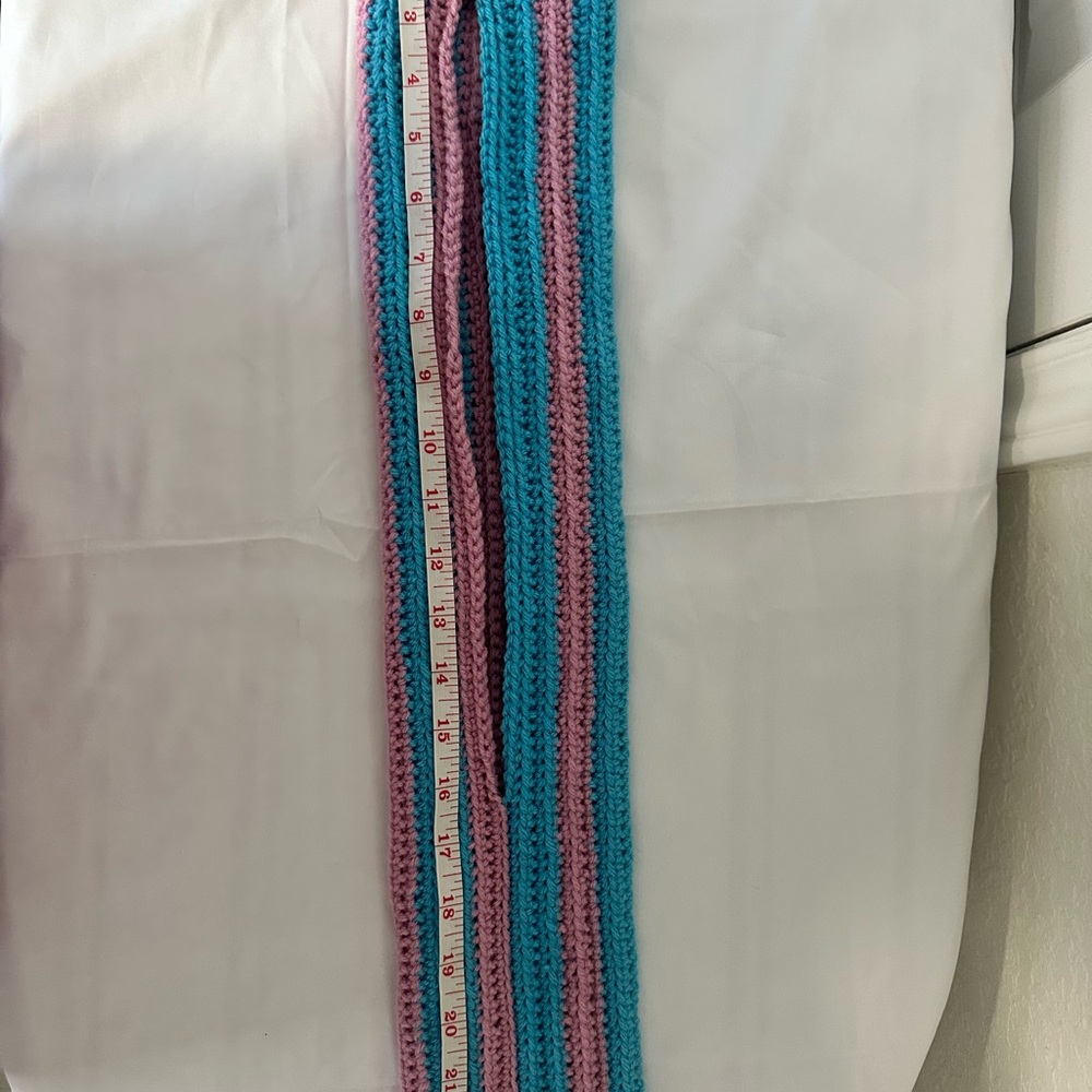 Handmade Cozy iPhone Pocket – Pink & Light Blue Stripes